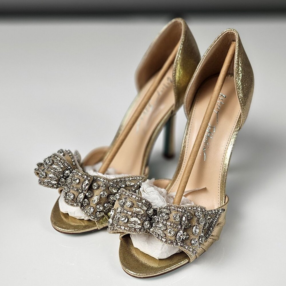 Betsey Johnson SB-LNDN GOLD Formal Heel Silver Rhinestones Princess Core - Picture 14 of 15